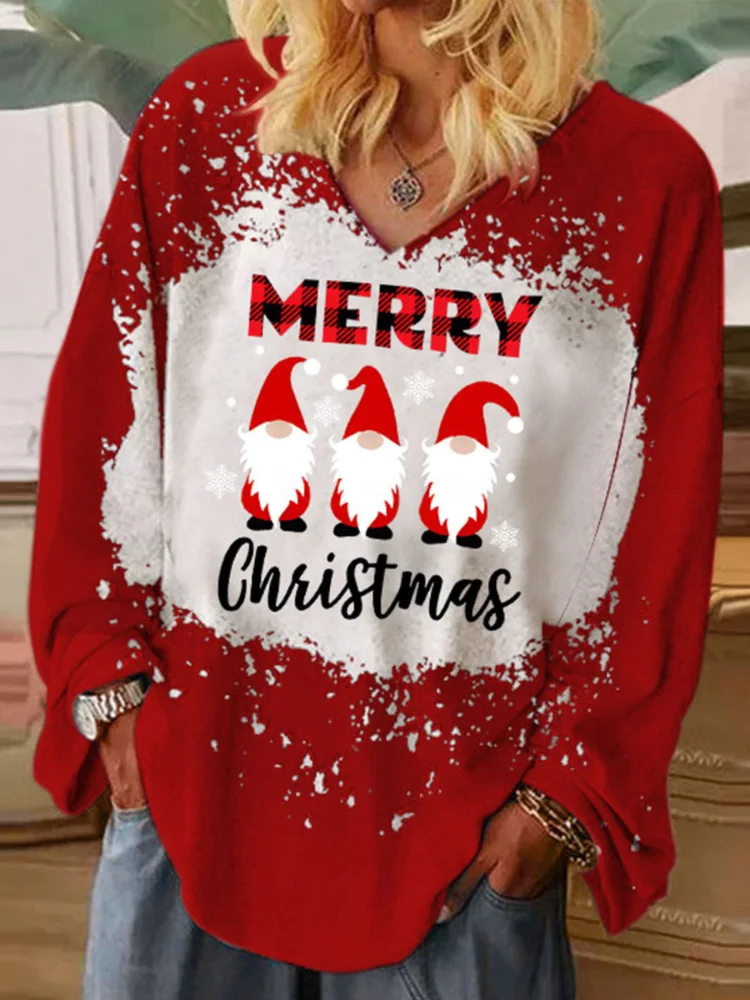 Merry Christmas Tie Dye Print Loose Tunic