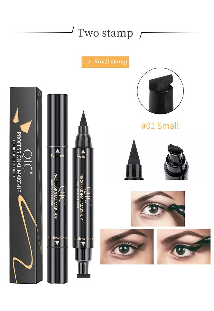 Double-headed seal eyeliner waterproof, sweat-proof, quick-drying, non-dizzy, triangle wing eyeliner socialshop