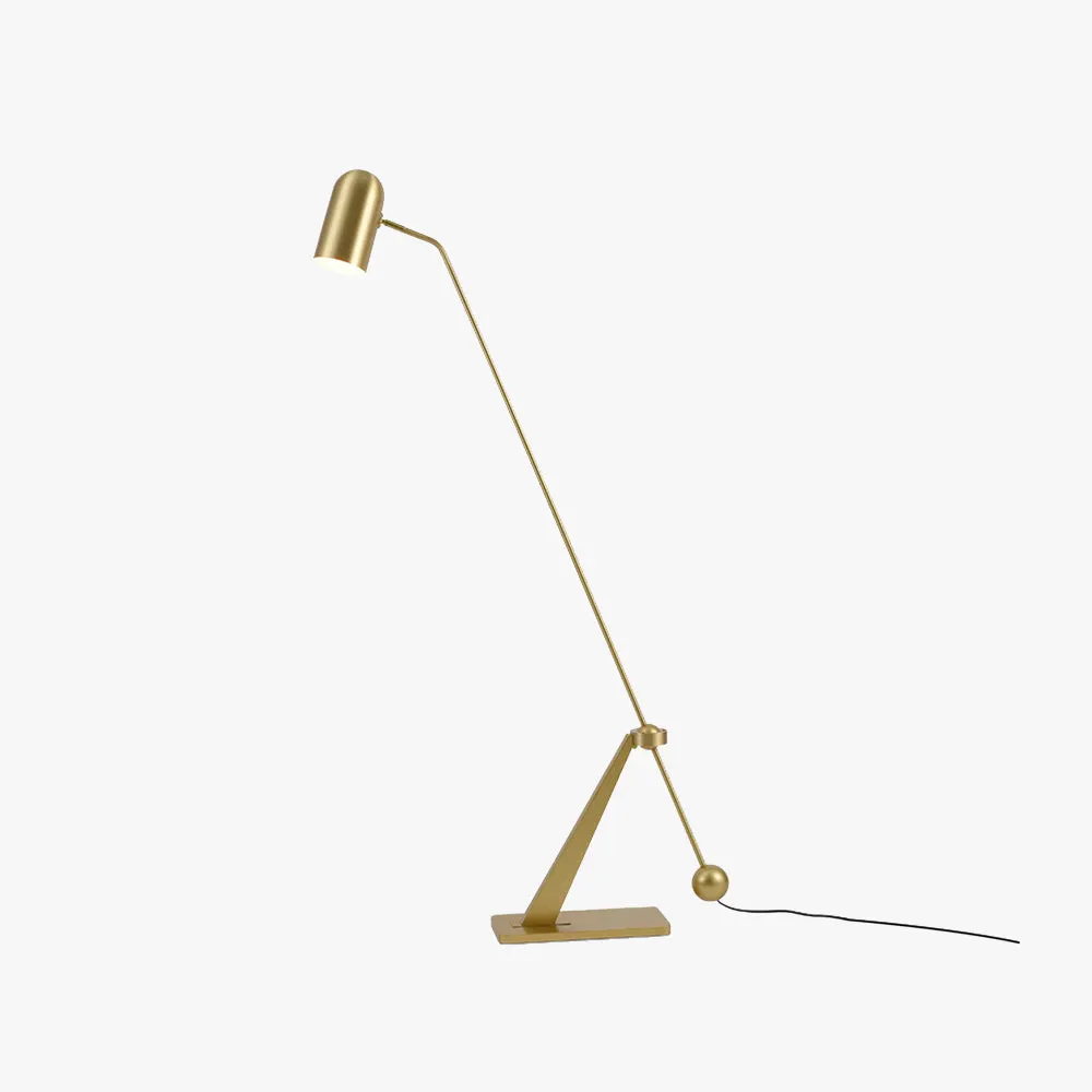 Freja Antique Vintage Lever Metal Fishing Rod Floor Lamp, Brass