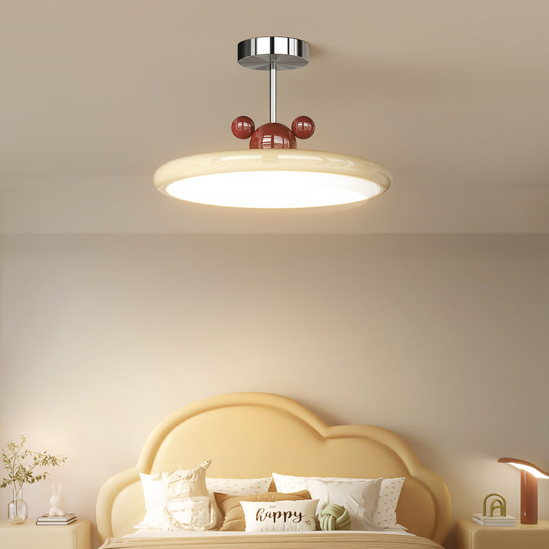 Contemporary Creative Round Disc Iron PE LED Pendant Light For Living Room