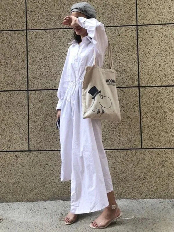 Roomy Irregular Lace-up Long Shirt Dress
