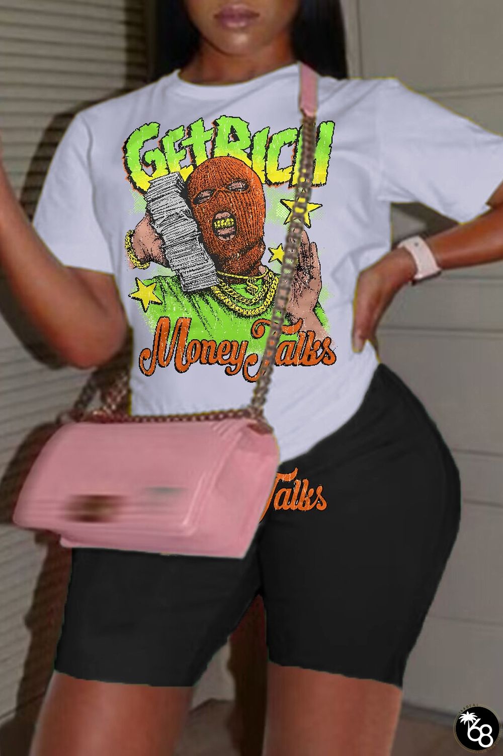 Casual Print Basic O Neck Plus Size Two Pieces | 168DEAL