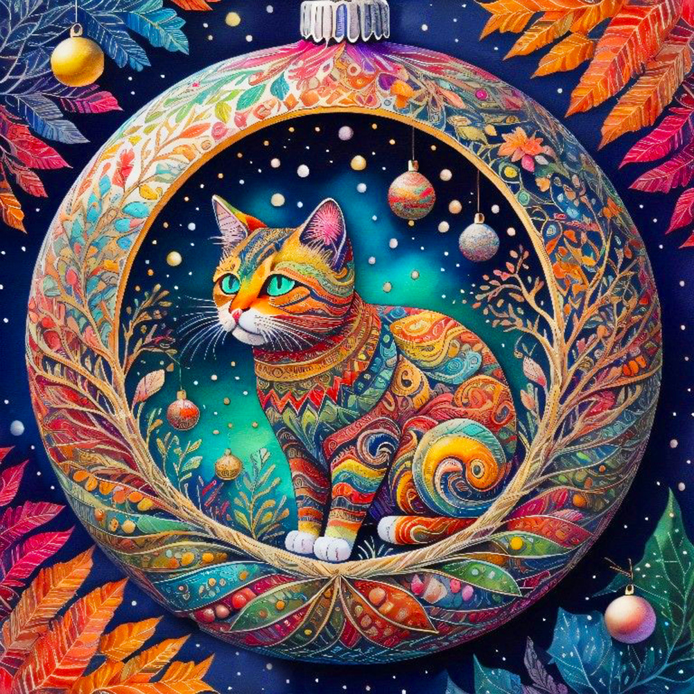 Crystal Light Cat 30*30CM(Canvas) Full Round Drill Diamond Painting