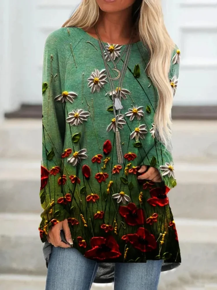 Flowers 3D Art A Line T Shirt