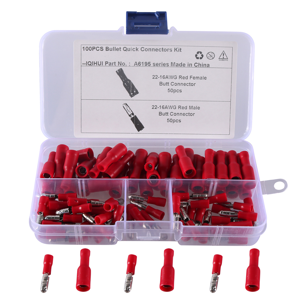 100pcs 22-16AWG Female Male Connector Cold Pressed Crimp Wire Terminals Red, 501 Original
100pcs 22-16AWG Female Male Connector Cold Pressed Crimp Wire Terminals Red, 501 Original