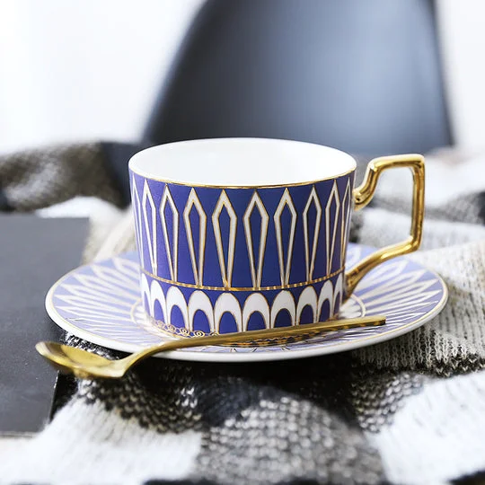 British Style Luxury Moroccan Coffee Cup and Saucer Set - Appledas