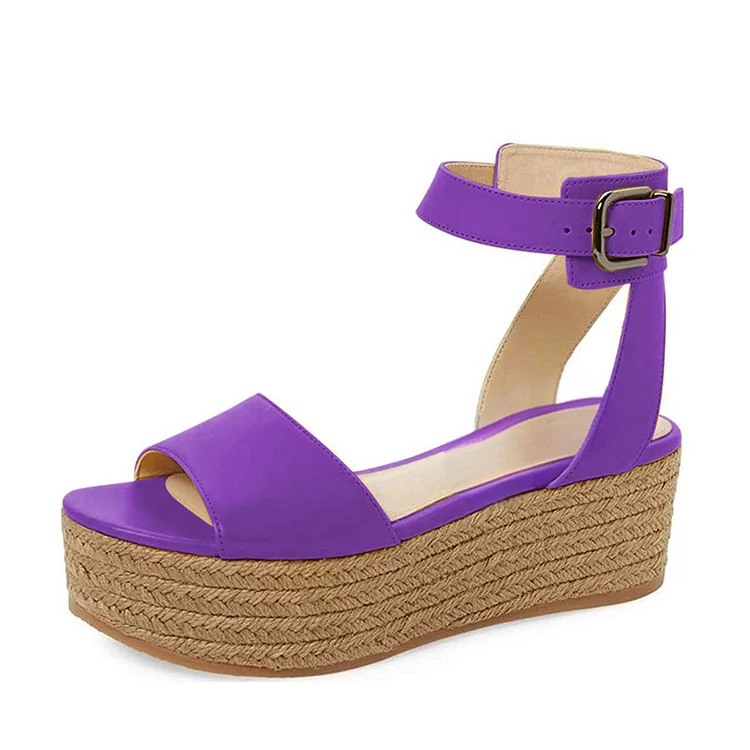 VDCOO Purple Platform Ankle Strap Sandals Vdcoo