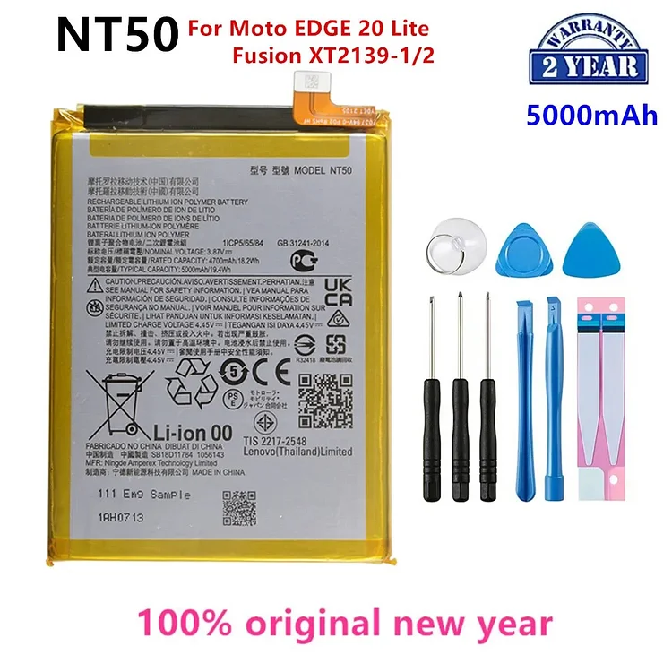 100% Original  NT50 5000mAh Battery  For Motorola  Moto EDGE 20 Lite/Fusion XT2139-1/2   Phone Batteries+Tools