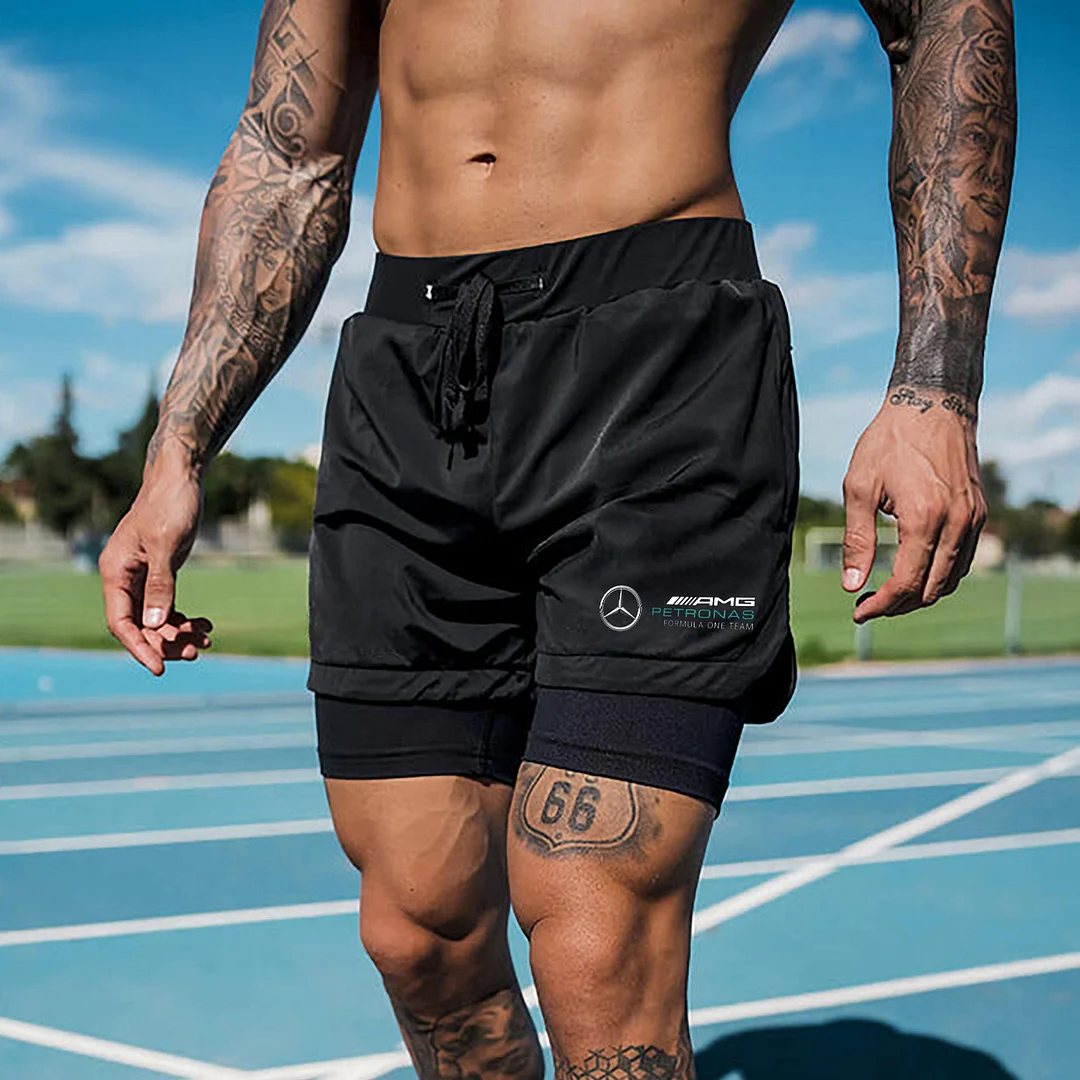 AMG Petronas Formula One Team Print Men's All-In-One Fitness Shorts - Devcarry
