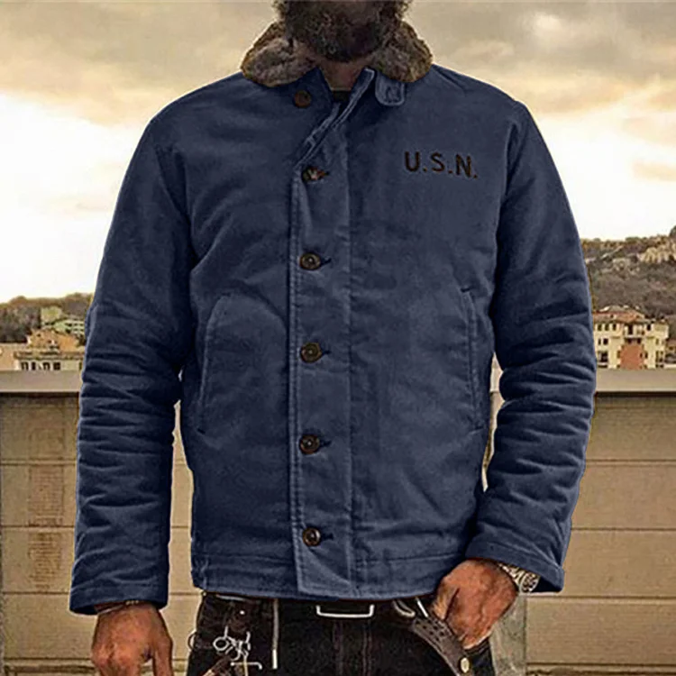 TIMSMEN Vintage U.S.N Solid Color Single Breasted Jacket