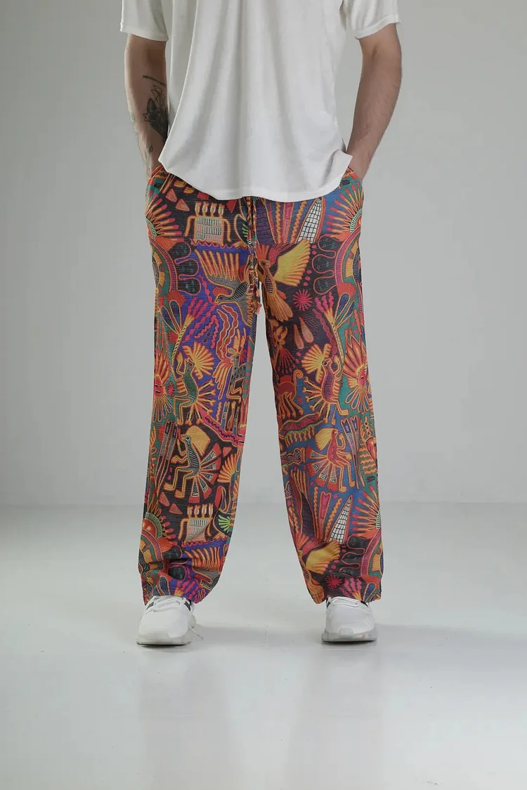 Printed Loose Straight Leg Casual Pants