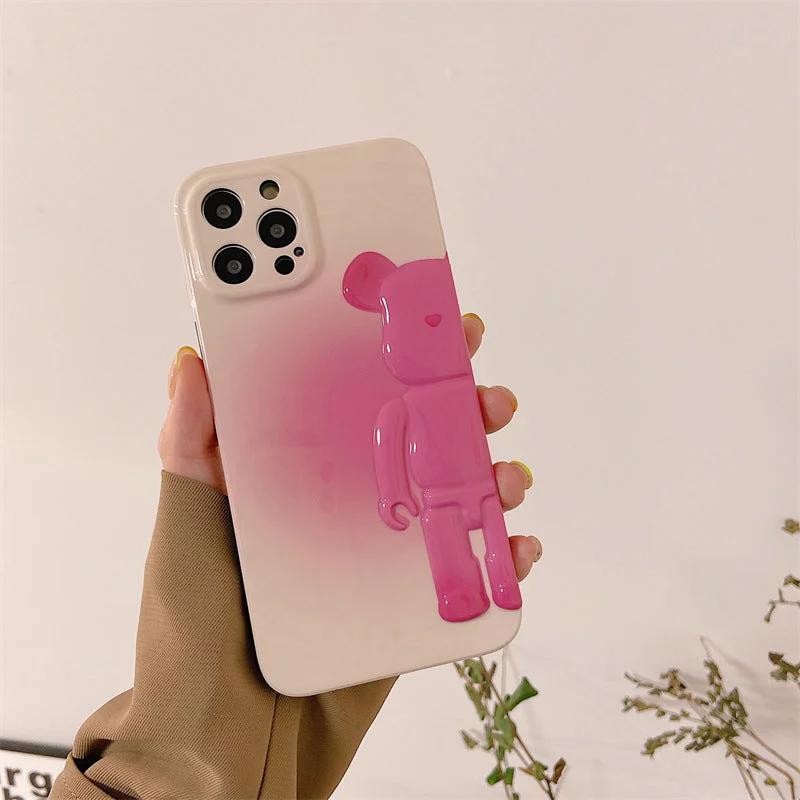 3D Gradient Pink Bearbrick Phone Case
