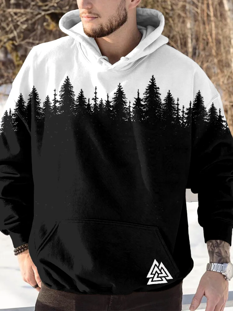 Men's Viking Valknut Forest Contrast Comfy Hoodie