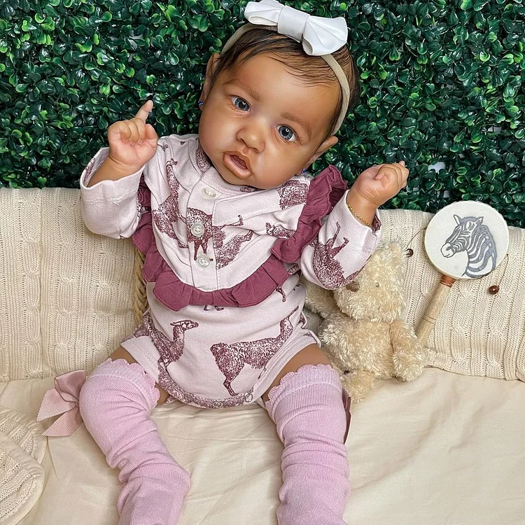 [Heartbeat & Sound] African American 20" Quality Realistic Handmade Babies Dolls Girls Soft Vinyl Silicone Reborn Baby Doll Payton