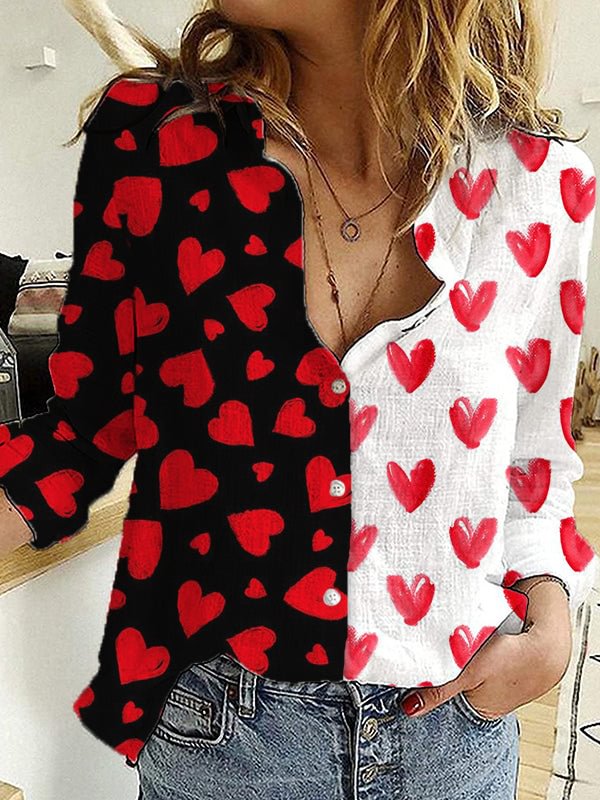 VChics Red Heart Casual Long Sleeve Blouse