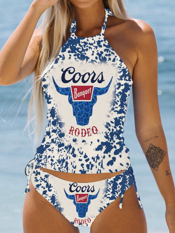 Leopard Coors Banquet Rodeo 2 Piece Tankini Sets