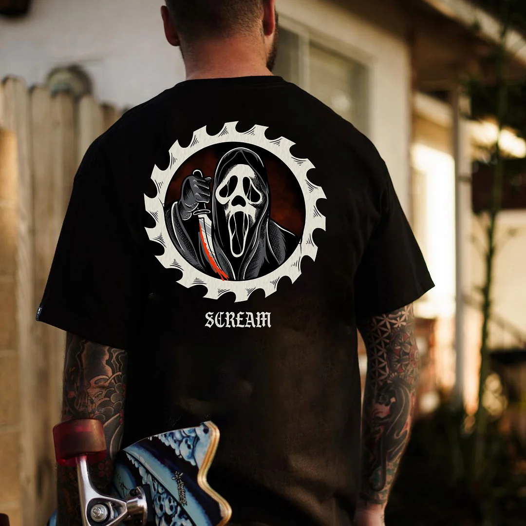 SCREAM Skeleton Black Print T-Shirt
