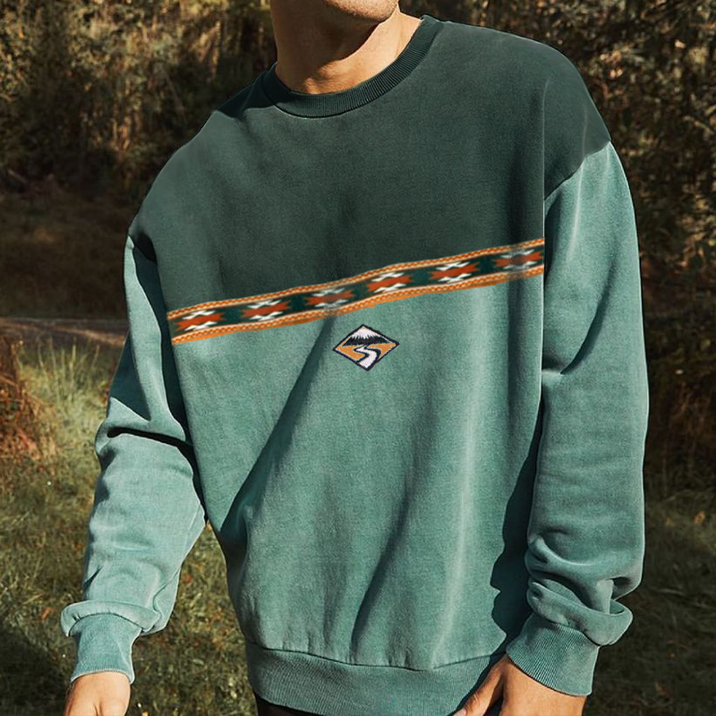 Men's Vintage Graphic Embroidered Crew Sweatshirt / TECHWEAR CLUB / Techwear