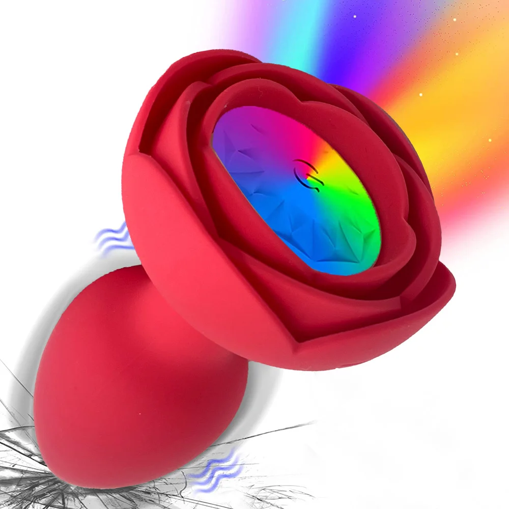 Flash Wireless Remote Control Vibration Rose Anal Plug - Rose Toy