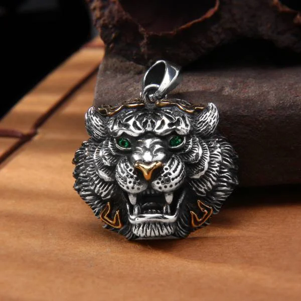 Sterling Silver Heavy Crafted Tiger Head Ring