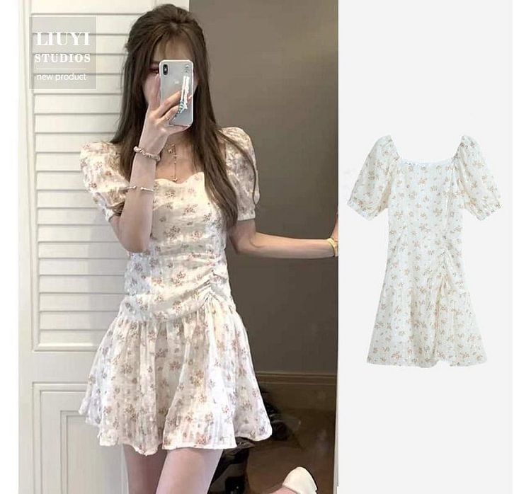 Short-Sleeve Floral Dress SP17945
