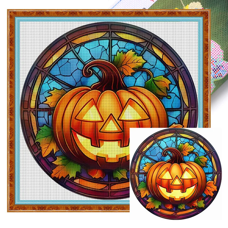 【Huacan Brand】Glass Art-Halloween 18CT Sramped Cross Stitch 25*25CM