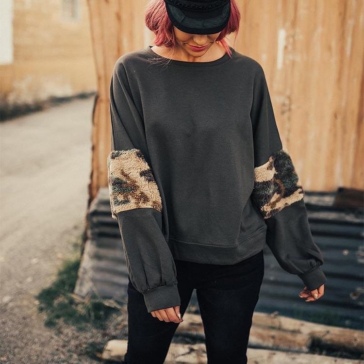 Comstylish Mosaic Bottoming Shirt Contrast Round Neck Sweater