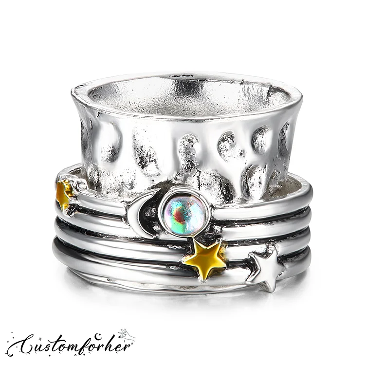 Two-color Star And Moon Rotatable Ring