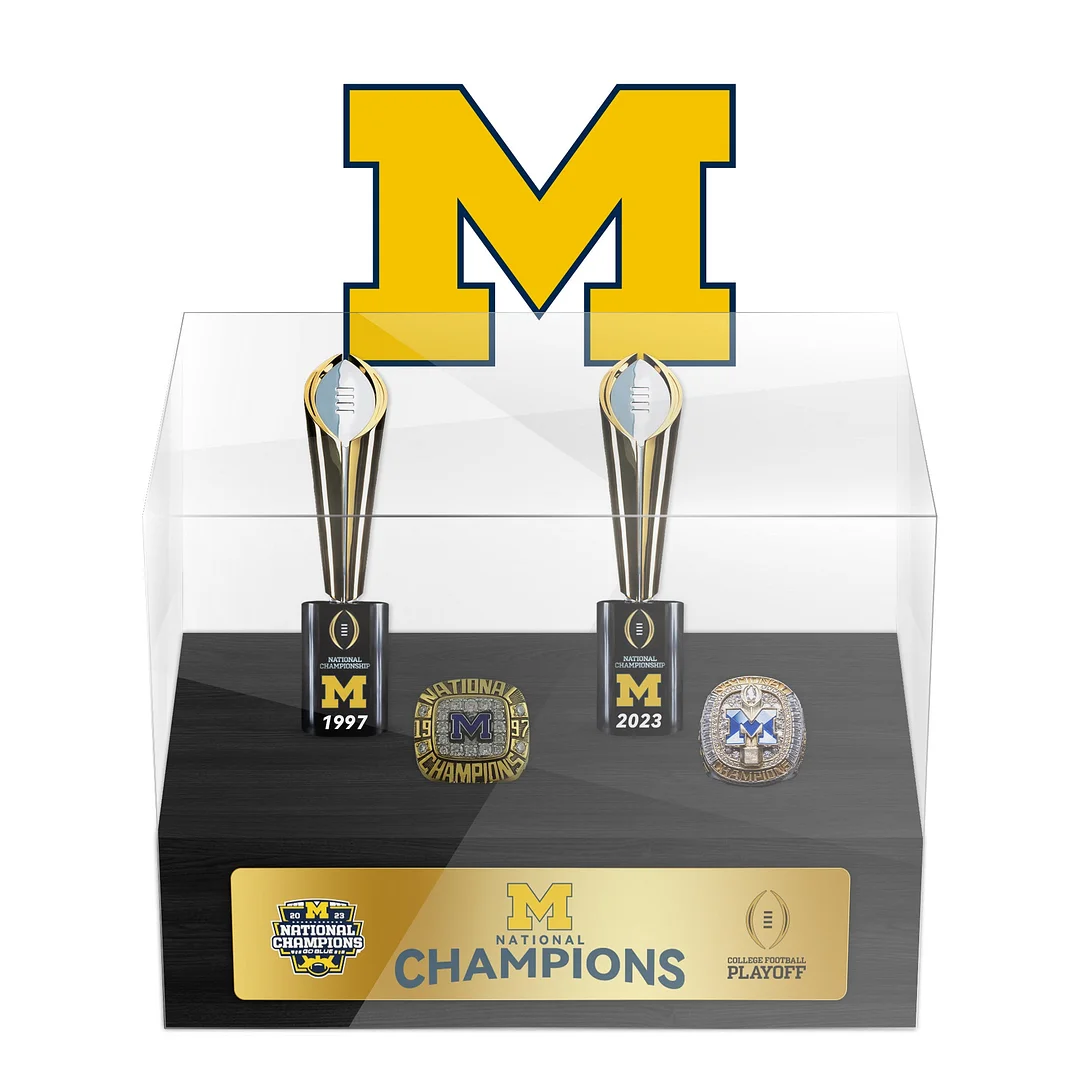 Michigan Wolverines College  National Championship NCAA  Trophy Ring Display Case 2+2-Official Version