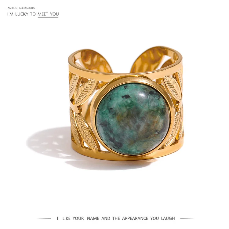 Green Natural Turquoise Opening Ring