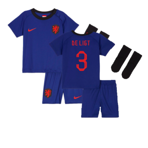 Netherlands Matthijs de Ligt 3 Away Shirt Kit Kids & Junior Mini Kit World Cup 2022