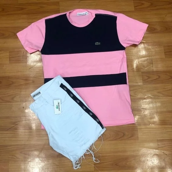 pink black fashion short-sleeved shorts fashion suit