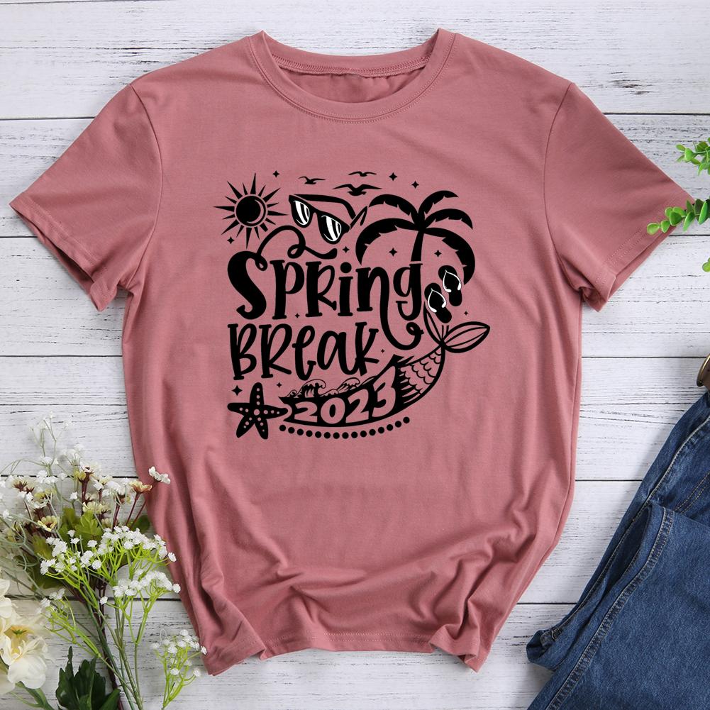 Spring Break Round Neck T-shirt-017178-Guru-buzz