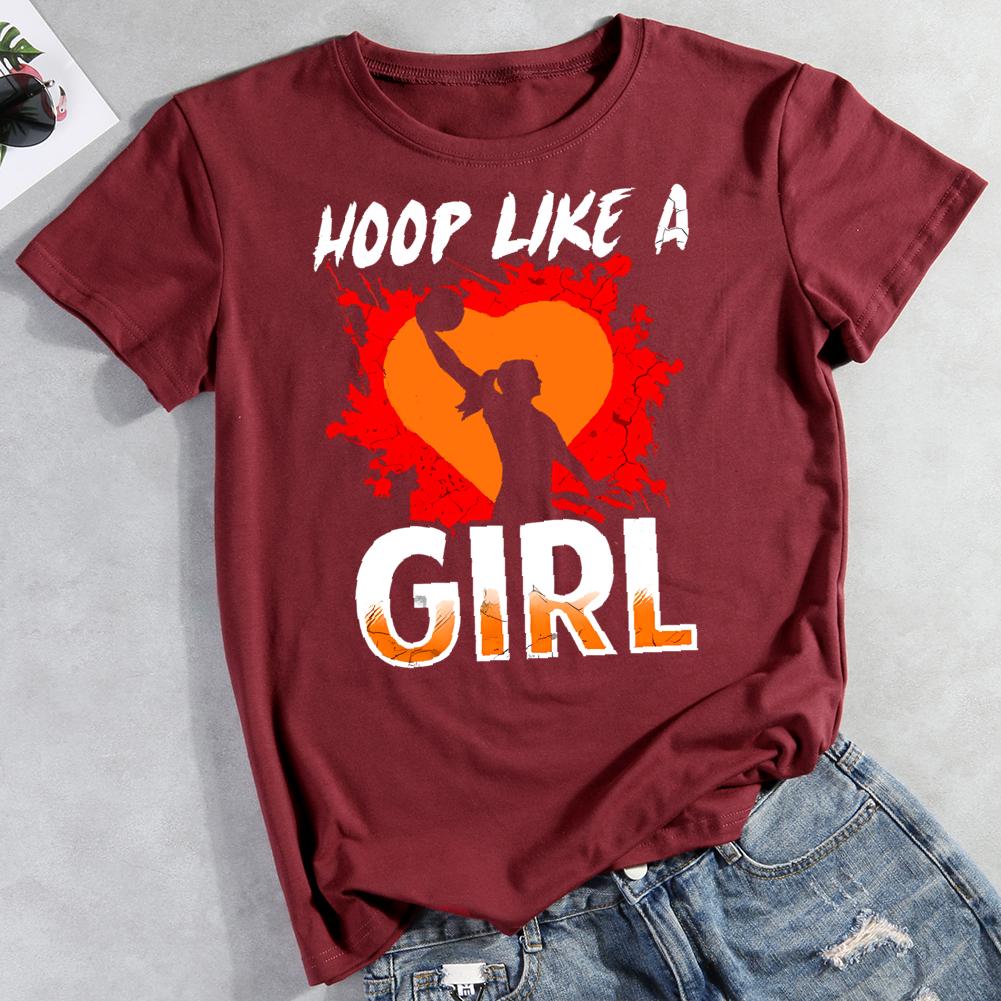 hoop like a girl Round Neck T-shirt-0022405-Guru-buzz