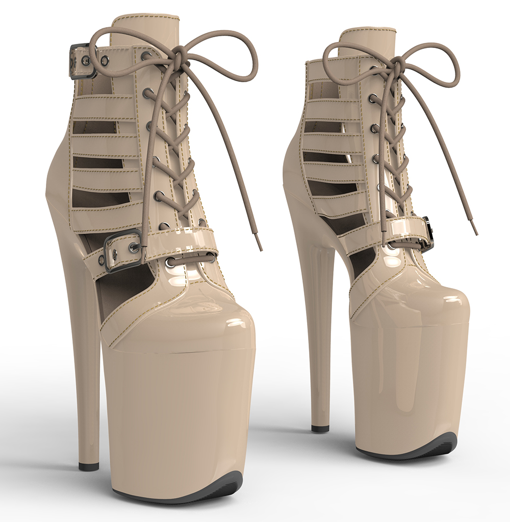VCshoes 20CM/8inches Patent PU Upper Women Fashion High Heel Platform Lace Up And Buckle Strap Ankle Boots Pole Dance Boots