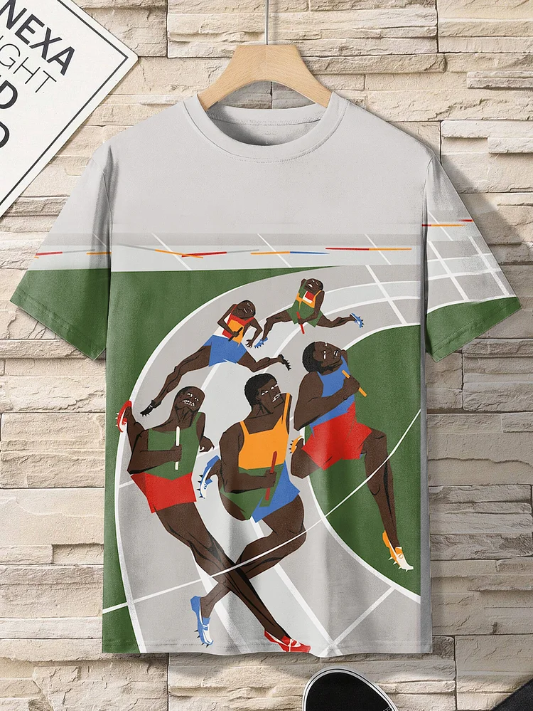 Men's Black People Pride Athlete Art Print Casual T-Shirt