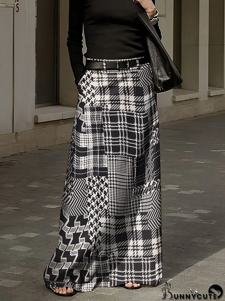 H-Line Loose Houndstooth Plaid Skirts Bottoms