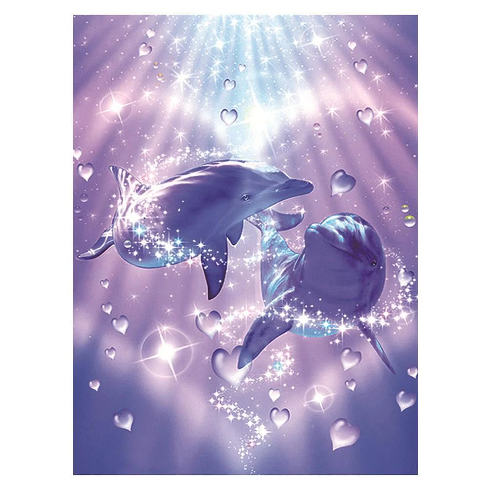 Full Round Diamond Painting - Lovely Dolphins(30*40cm)