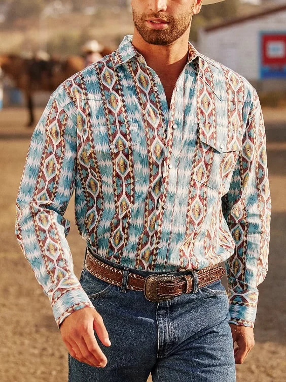Men's Vintage Western Print Shirt