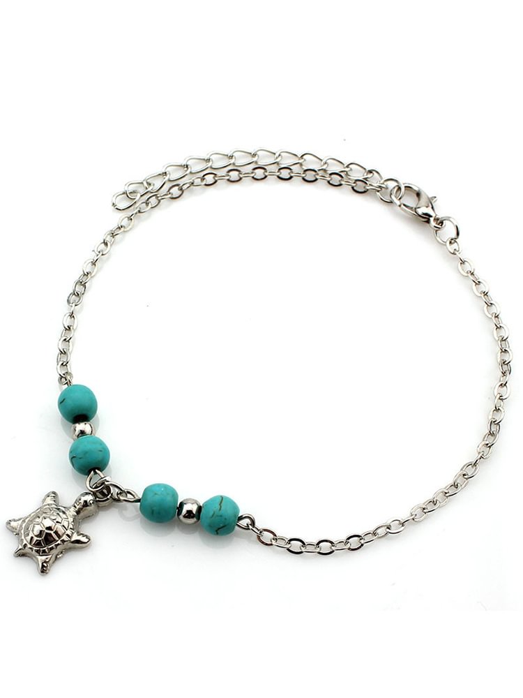 Comstylish Marine Elements Turquoise Beaded Pendant Anklet