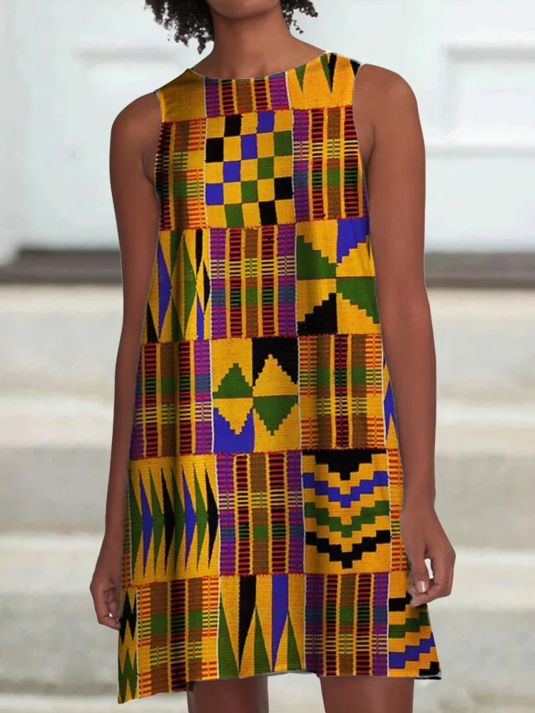 Vefave African Ethnic Pattern A Line Mini Dress