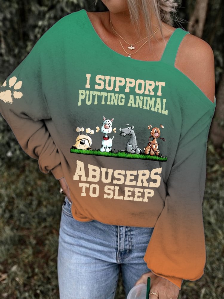 Putting Animal Abusers To Sleep Gradient Off Shoulder T Shirt