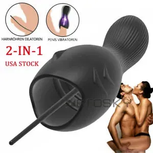pornhint Pornhint Male Masturbator Cock Ring Head Training Stroker Penis Urethral Vibrator Sex Toy