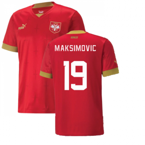 Serbia Nikola Maksimović 19 Home Shirt Kit World Cup 2022