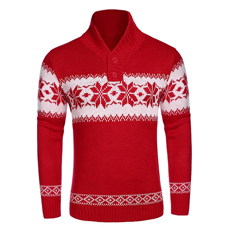 TIMSMEN Fashionable Men's Christmas Jacquard Knit Sweater