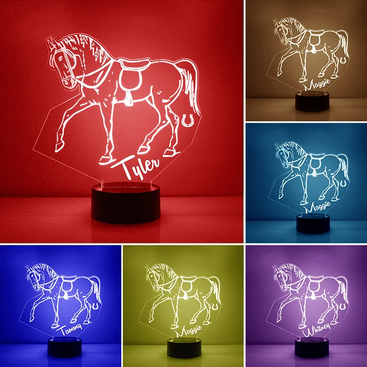 Personalized Horse Night Light Custom Name Home Decor Gifts for Family