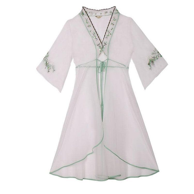 White Elegant Forest Fairy Embroidery Petticoat Cardigan SP179046
