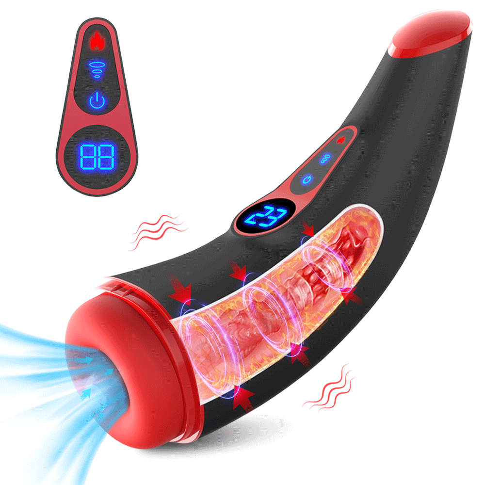 Marshall - 3D Textured Sleeve Heating 9 Sucking & 9 Vibrating Modes Male  Stroker LCD Display Pocket Pussy for Men