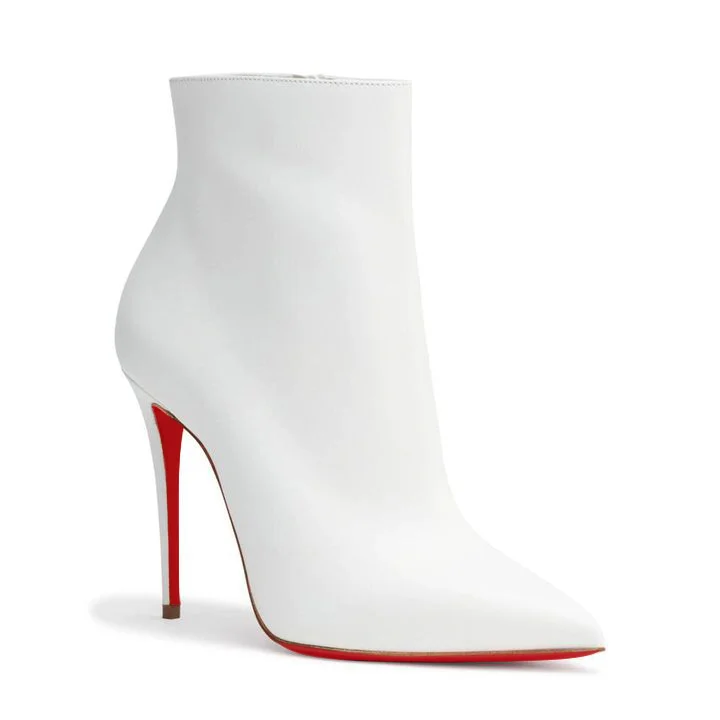 100mm Red Bottom Women's Closed Pointed Toe Stilettos Ankle Boots-MERUMOTE