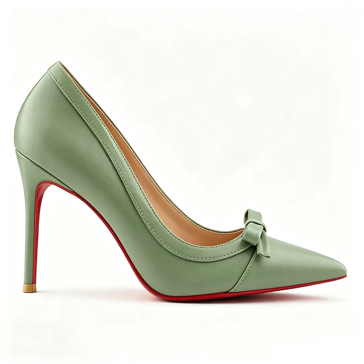 100mm Women's Red Bottom Bow High Heels Stiletto Sexy Pointed Toe Party Daily Matte Pumps-MERUMOTE